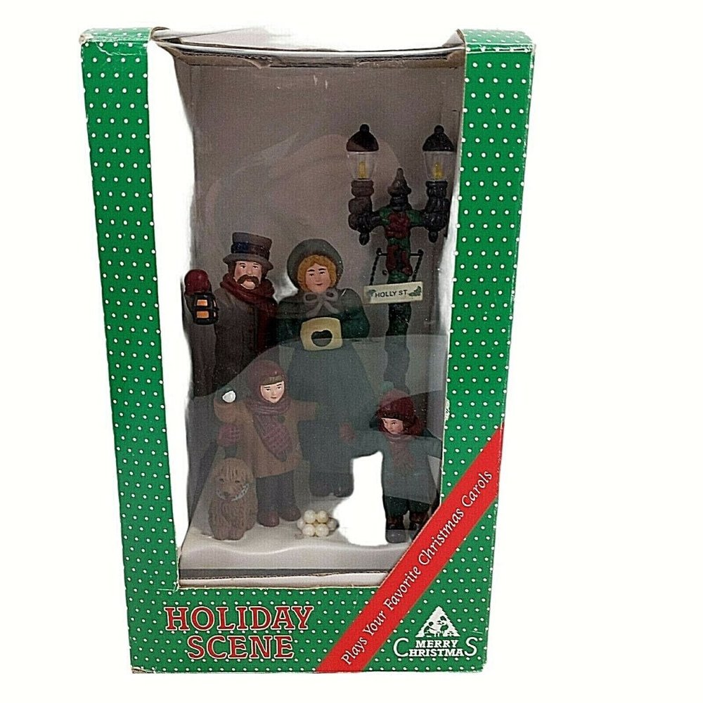 Vintage Christmas Lighted Carolers Musical Holiday Scene Figure 11" - Picture 9 of 9